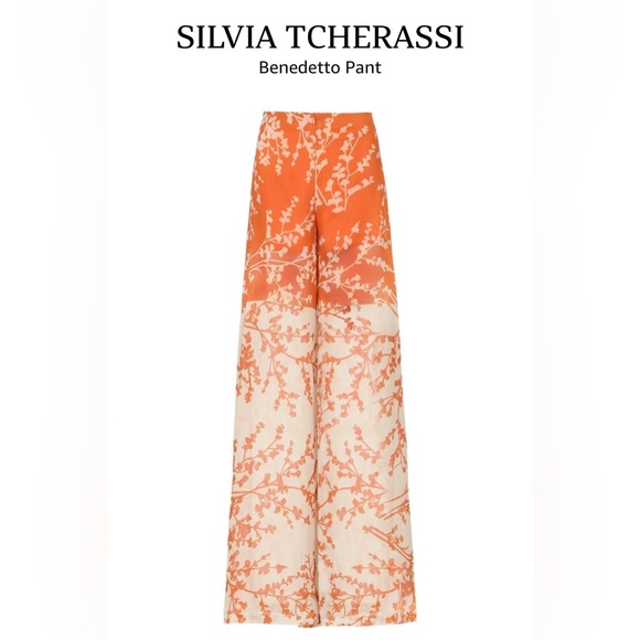 Silvia Tcherassi Benedetto Floral Pant Orange Large - Picture 1 of 10